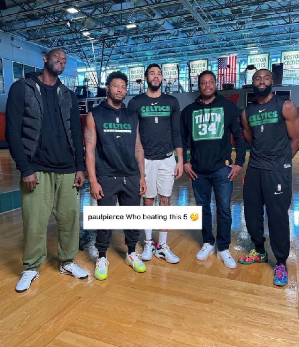 Hoopss's tweet image. Paul Pierce wants to know "Who beating this 5" ❓