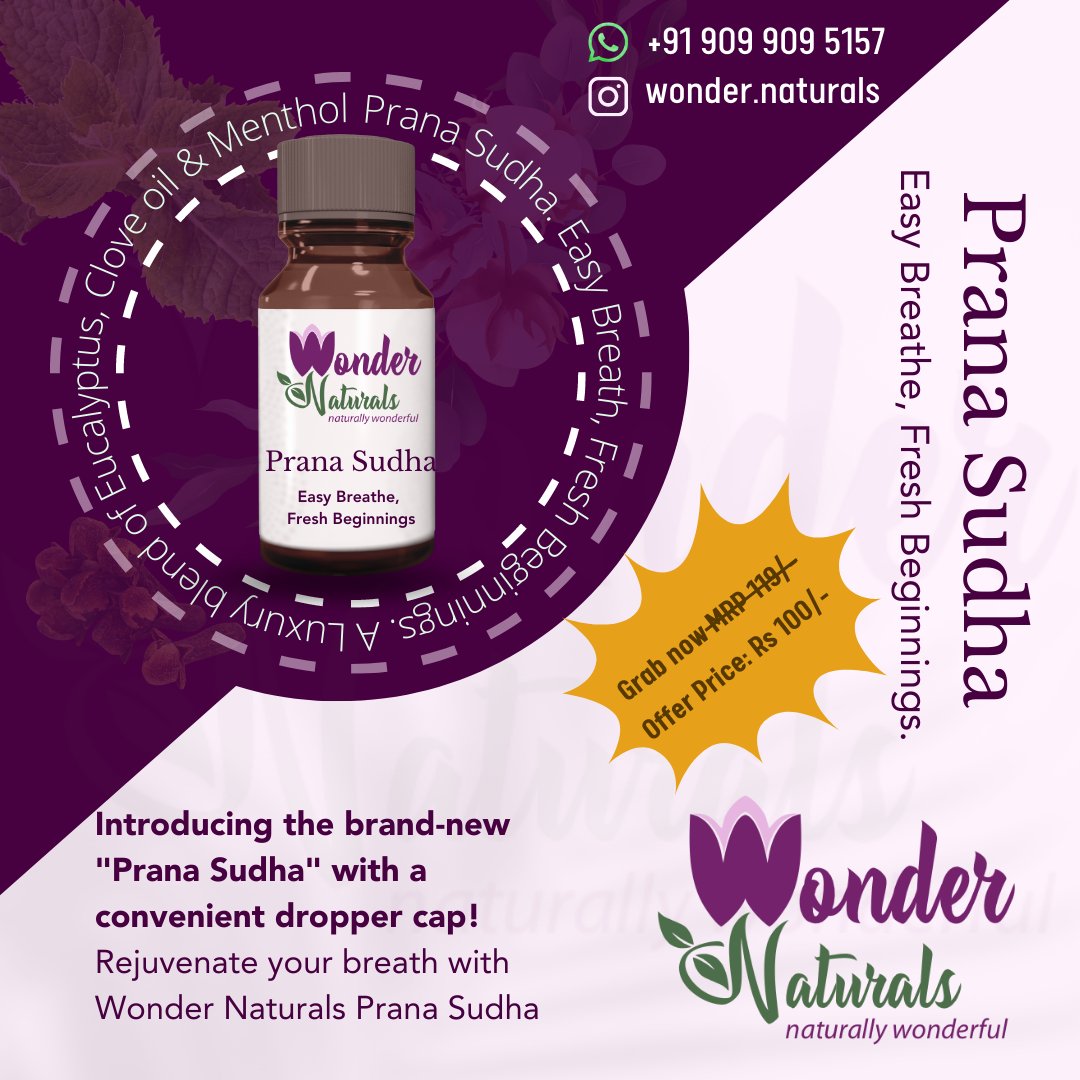 MustRam's tweet image. 🌬️ Introducing Prana Sudha: Unlock the Power of Natural Breathing!

Experience instant relief and invigorating freshness with Prana Sudha's blend of essential oils. 

#PranaSudha #NaturalRelief #WellnessJourney #wondernaturals 🍃