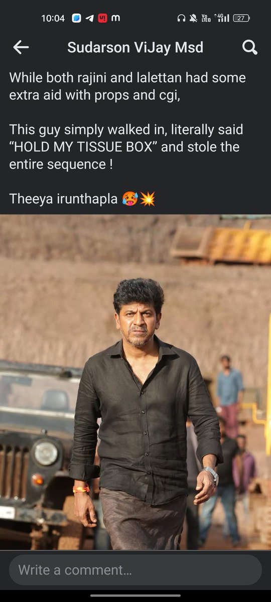 Thoufik03's tweet photo. @NimmaShivanna @lordmgsrinivas @ArjunJanyaMusic @SandeshPro @TSeries #Jailer climax #Shivana 🥶🐐 https://t.co/1YtEfToIHe