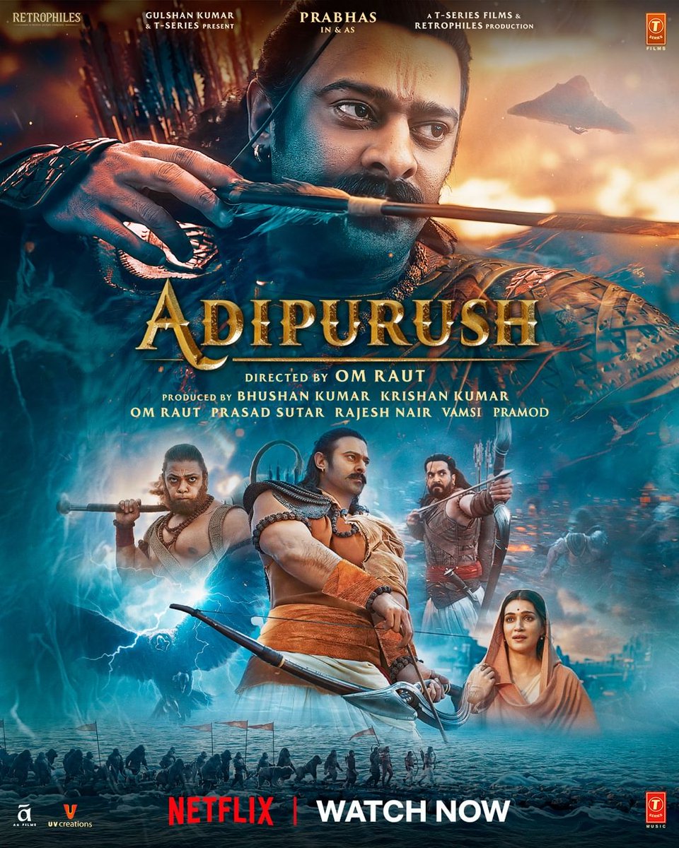 #Adipurush starring #Prabhas & #KritiSanon is now streaming on @NetflixIndia!!