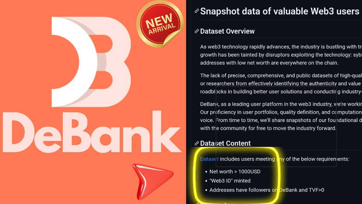 AirdropAlertAAD's tweet photo. DeBank published the Snapshot parameters publicly on GitHub!🚨🪂

It means that a user account that meets only one of those requirements will not be recognized as a sibling!

1. Net worth > 1000USD
2. "Web3 ID" minted
3. Addresses have followers on DeBank and TVF>0

Is this more just a snapshot for the debank token?⁉️😍

Source 👇