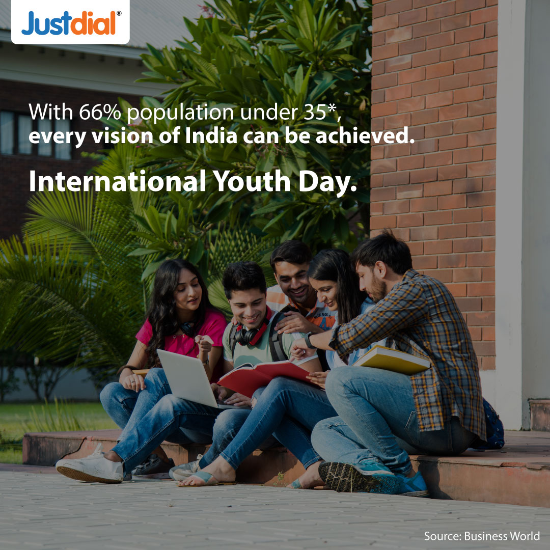 Leaders of the future, to be empowered today. Justdial wishes on the International Youth Day. #InternationalYouthDay #InternationalYouthDay2023 #skilldevelopment #skilldevelopmentindia #SkillIndia #DigitalIndia #startupindia #youth