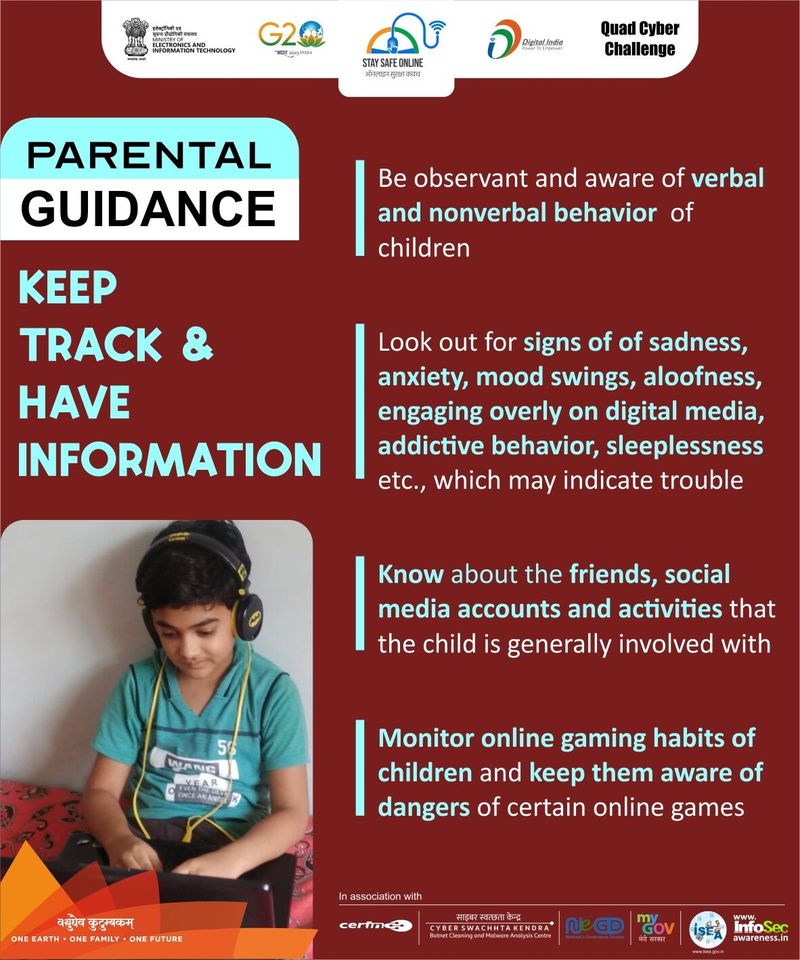 Attention Parents📷
#OnlineSafety #Parenting #CyberSafety
#staysafeonline #cybersecurity #g20india #g20dewg #g20org #g20summit #besafe #staysafe #ssoindia #meity #mygovindia #india #Quad #Quad2023 #QuadCyberCampaign #QuadCyberChallenge #onlinegrooming #support #life