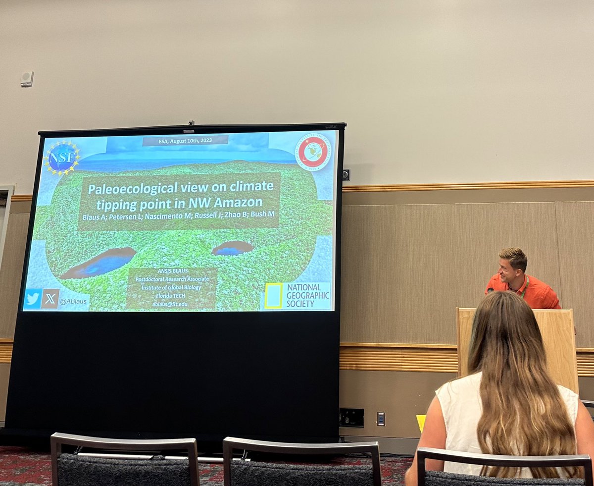 Had an opportunity to give a talk at @ESA_org 2023 and represent Neotropical Paleoecology lab at @FloridaTech with a talk on Paleoecology and Paleoclimate in NW Amazon, and how that informs us on possible climate tipping points. @MajoiNascimento @crystalmcmic @Lakemud1