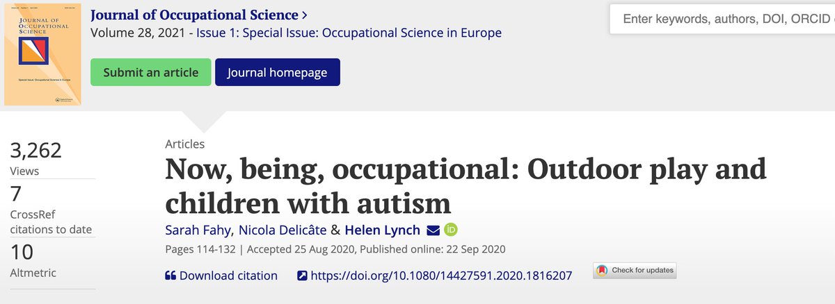 This qualitative study investigated #Autistic children's participation in outdoor #play 

doi.org/10.1080/144275…