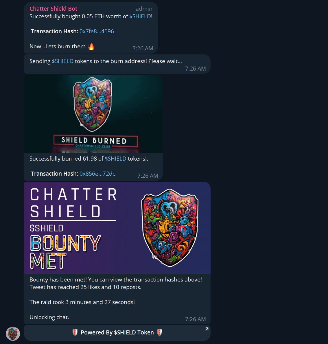 Raniinnit's tweet photo. 3/ $SHIELD bot has an edge that others do not. Communities can set bounties on tweets! 
>Community sets its desired target of likes, retweets, and comments.
> Community works together to achieve the targets.
>Engagement is then turned into REWARDS in form of buybacks and burns https://t.co/d2eOEUowh9