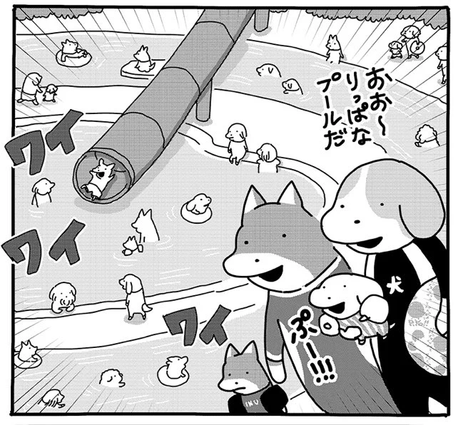 お待たせしてすみません!🙇 souffleの連載『貼りまわれ!こいぬ』第167話「ちび犬とちびしばとプール」が本日掲載されました。 今回ちょっと遅れてしまいましたが、こちらの連載は毎週金曜午前11時更新です。 