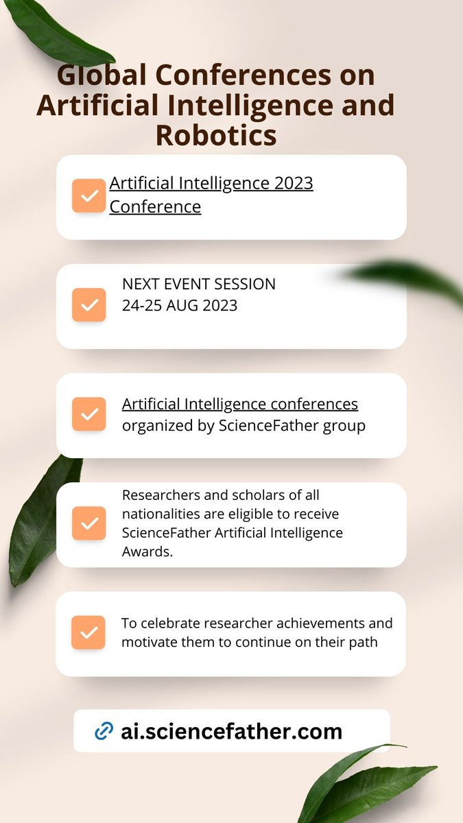 ArtificialEvent's tweet image. Global Conferences on Artificial Intelligence and Robotics

Announcement: All accepted papers will be included in the conference proceedings, which will be published in one of the ScienceFather journals

Submit Now: x-i.me/aircsent3

#artificialintelligence #robotics #ai