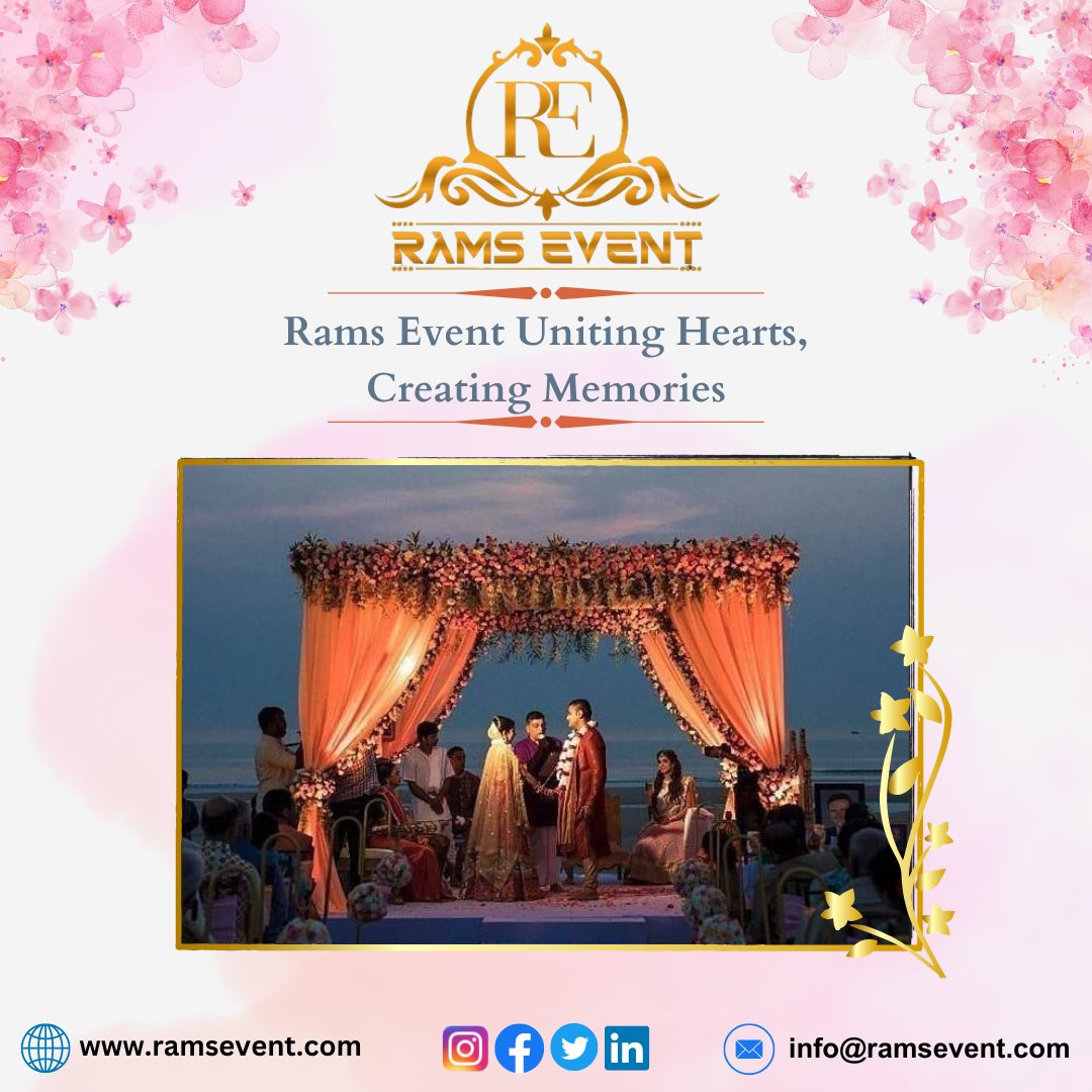 Rams Event Wedding Planner can help couples design the overall theme, color scheme, and decor elements of the wedding.
#EventServices
#EventPlanner
#EventManagement
#VenueGoals
#PerfectVenue
#VenueInspiration
#DreamVenue
#PartyPlanning