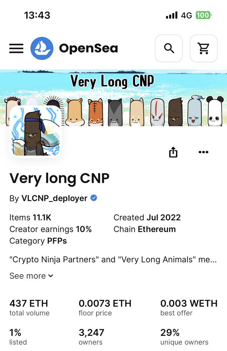 hattan0720's tweet photo. 今日の #CNP #CNPJ #VLCNP 
floor（最安購入可能)価格と
リスト率チェック　
8月11日

#CryptoNinjaPartners  0.575eth 
　0.8%
#CNPJobs  0.0398eth
　0.5%
#VeryLongCNP  は 0.0073eth
　1%

@cnp_ninjadao @Fowler_virtual  @ujuuna999  @road_ninjart @l_mill_19 
#NFT https://t.co/z9vLwwkIoC