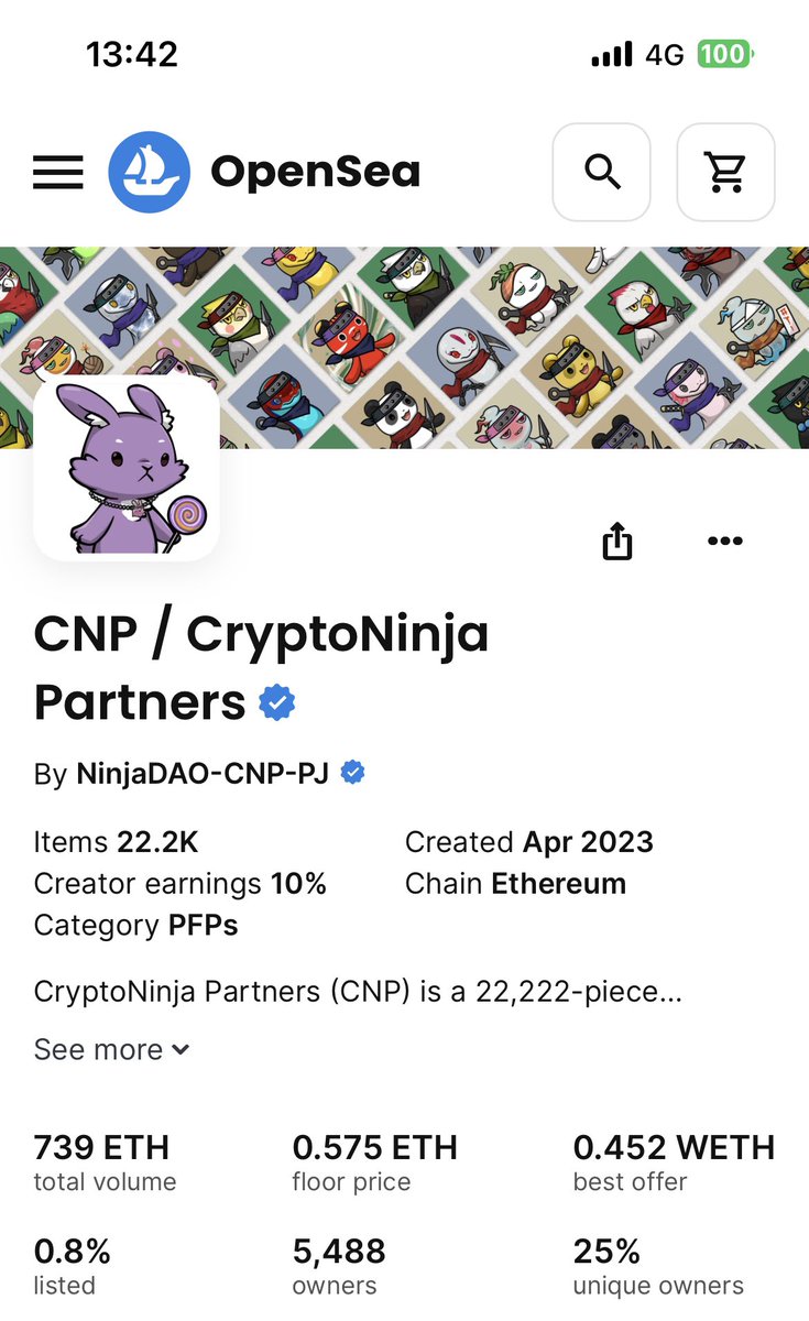 hattan0720's tweet photo. 今日の #CNP #CNPJ #VLCNP 
floor（最安購入可能)価格と
リスト率チェック　
8月11日

#CryptoNinjaPartners  0.575eth 
　0.8%
#CNPJobs  0.0398eth
　0.5%
#VeryLongCNP  は 0.0073eth
　1%

@cnp_ninjadao @Fowler_virtual  @ujuuna999  @road_ninjart @l_mill_19 
#NFT https://t.co/z9vLwwkIoC