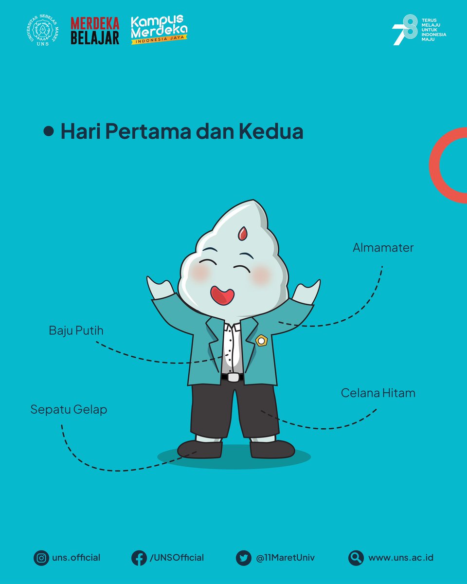 11MaretUniv's tweet photo. #InfoUNS - Atribut Mahasiswa Baru PKKMB 2023 UNS ✨

Perhatian untuk mahasiswa baru UNS, ini dia panduan seragam hari pertama dan kedua PKKMB UNS. Ingat yaa, seragam yang dipakai tidak harus baru, yang penting sesuai😉

#uns #universitassebelasmaret https://t.co/N0mY4x5UzV