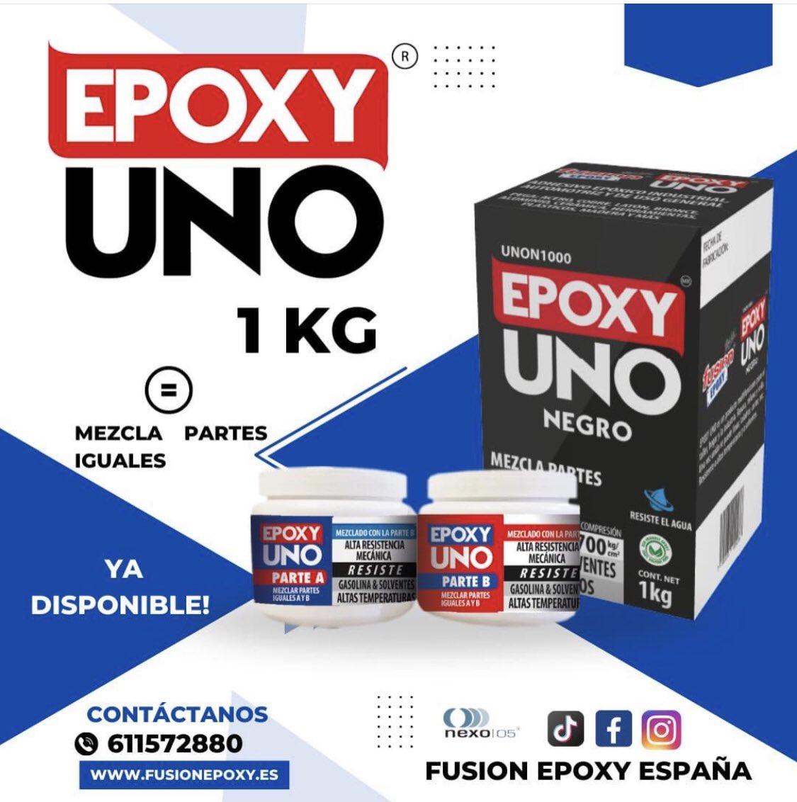 EpoxyFusion's tweet image. Grandes soluciones para grandes proyectos! 

Encuentra nuestro pegamento Epoxy Uno ahora en presentación de 1 kg.

Epoxy Uno , Pegamento Epóxico Textura pasta. 

Pega, une y rellena!! 

Une, plástico, madera, fibra de vidrio, cerámica y cartón.