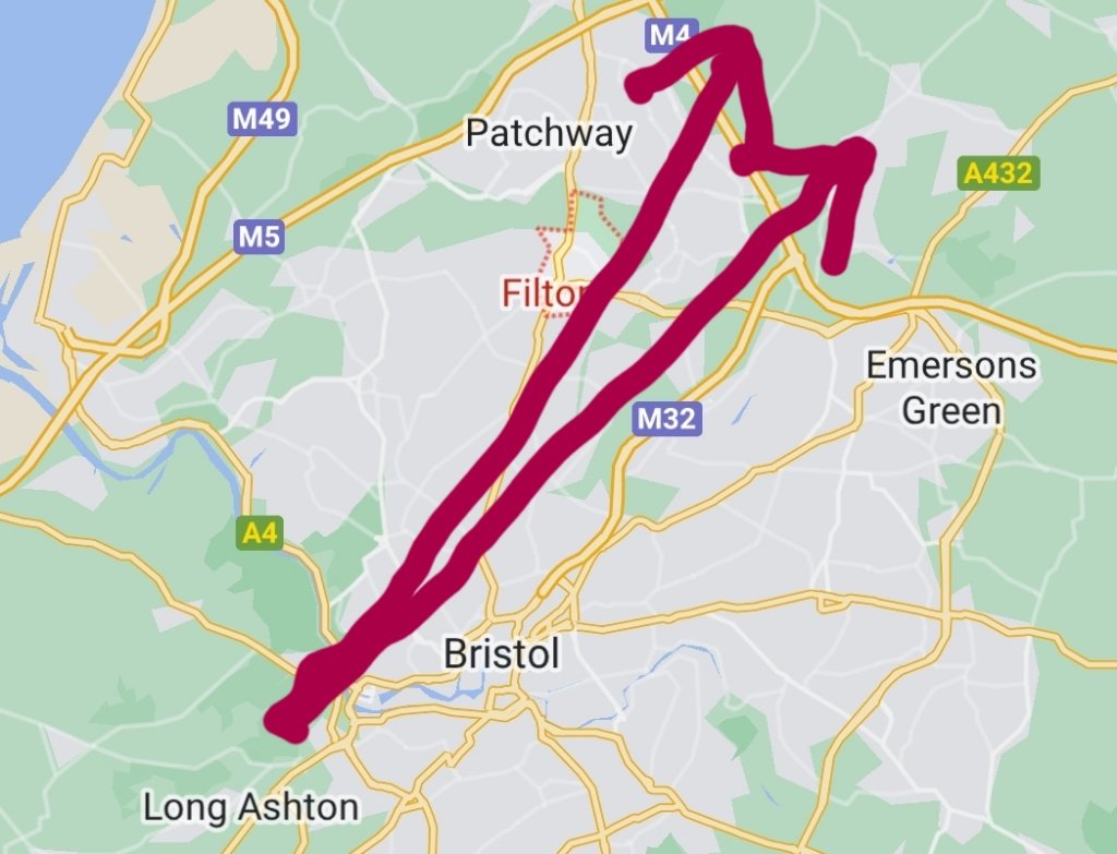 fergieweather's tweet photo. FRI AM 0630BST #BristolBalloonFiesta The morning #massascent is now underway, as seen from our @BBCBristol skycam. Anticipate flight direction NE across Bristol towards S Glos (eg #Winterbourne) broadly as mapped below. @bristolballoon https://t.co/fssFQrvHvp