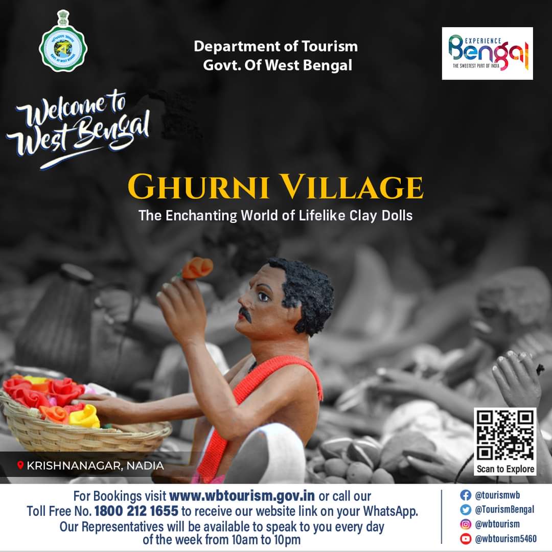 TourismBengal's tweet image. Step into the magical world of #GhurniVillage, located in #Krishnagar where clay sculptors weave dreams into reality. Marvel at the skillful hands that shape life into clay, breathing grace and elegance into each creation.