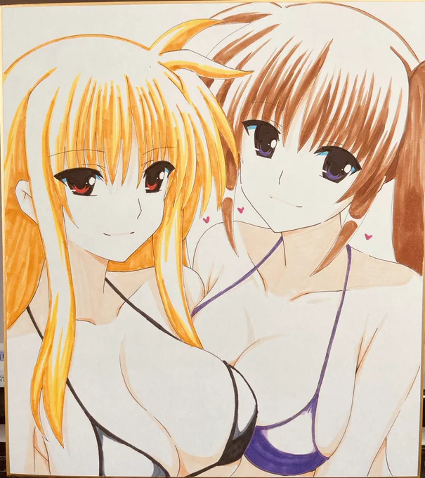 コミケにもっていく色紙～ 今回の色紙は2人描いてるものを 何枚か持っていきまーす!