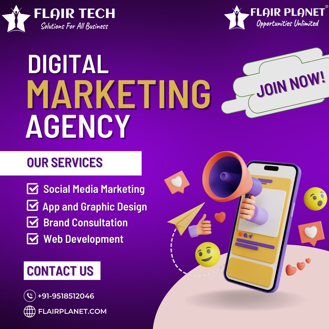 🌟✨ Amplify Your Brand with Flair Planet's industry leading expertise! 🚀🌐

#FlairPlanet #DigitalInnovation #WebDevelopment #Marketing #Consultation #GraphicDesign #DigitalAmplification #SparkYourBrand #Possibilities #ElevateYourImpact #JoinTheJourney