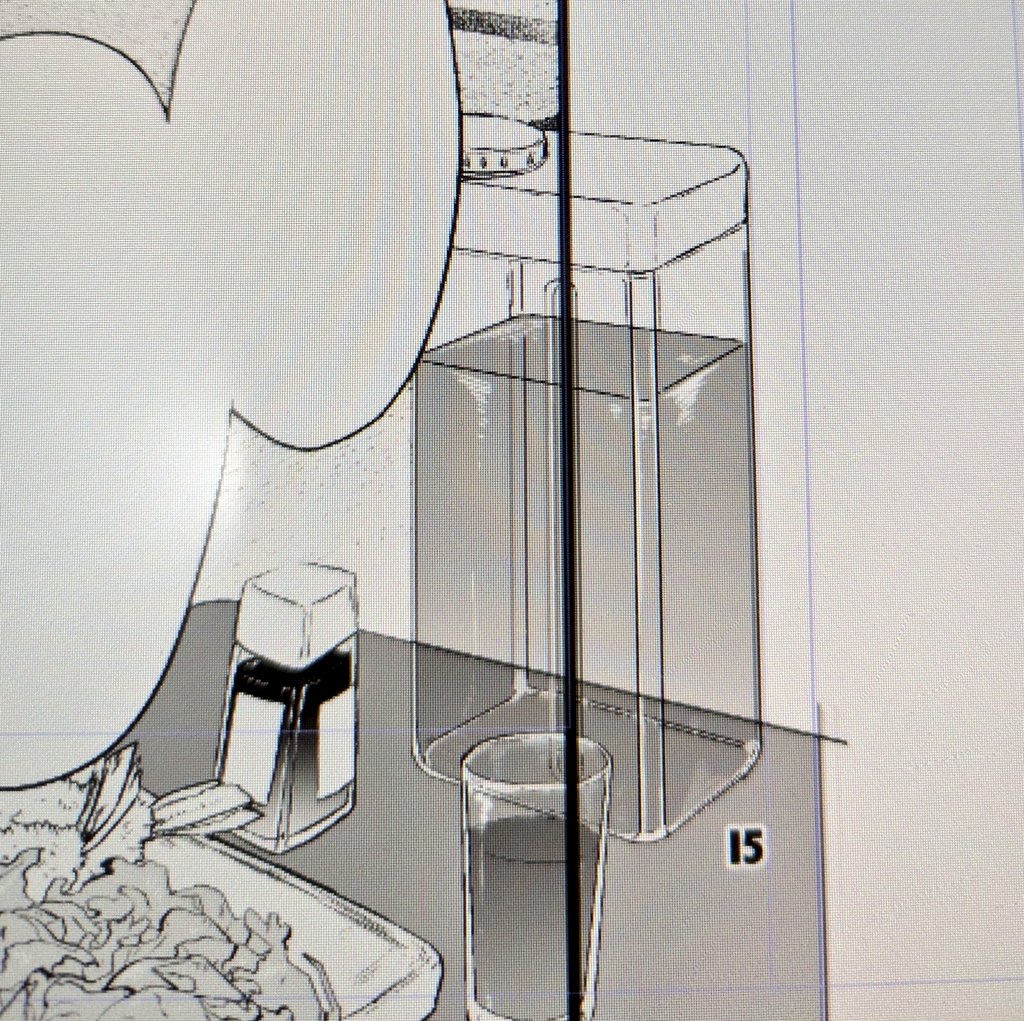 これはしっかり描いたのに半分コマの外だった麦茶