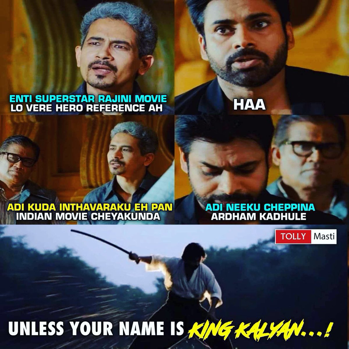 tollymasti's tweet photo. That’s #Pawankalyan 🔥#Jailer #Rajinikanth #JailerFromAug10 
Follow us 👉 @tollymasti https://t.co/XZCQpM6cFE