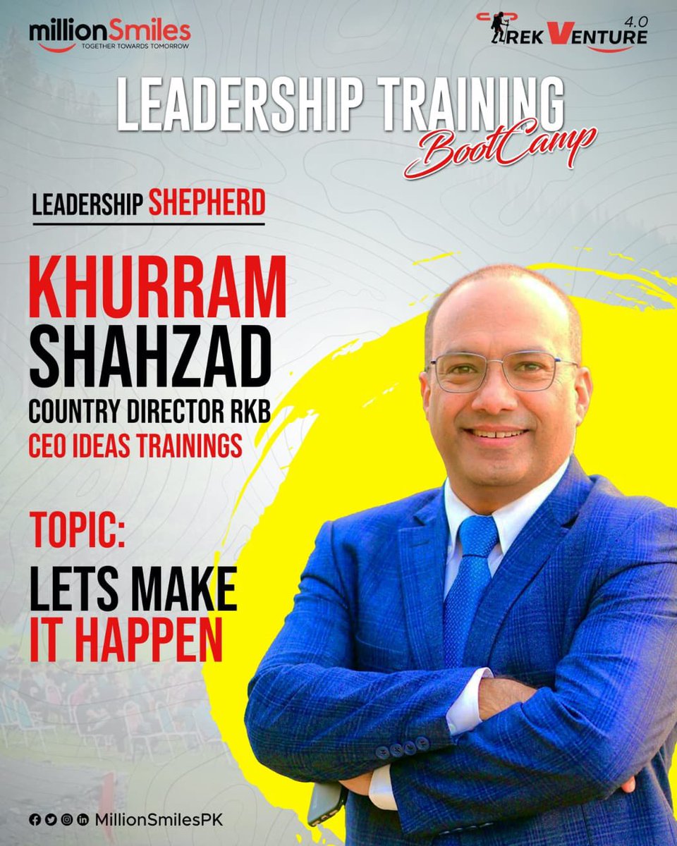 MillionSmilesPK's tweet image. Let's make it happen... hear from the Lead Corporate Leadership Trainer, Khurram Shahzad at Pakistan's Largest Youth Leadership Bootcamp this August 14th #ZAtalks