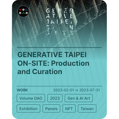 VolumeDAO's tweet photo. Just released @hypercerts for recording our members' contributions to the exhibition "Generative Taipei On-Site" at Apr 22 - May 21. Thanks to all our partners including @noahyeh from @da0_g0v_tw for introducing us this tool and @frankhu9 from @FAB_DAO for explaining the process. https://t.co/gHHipfIIqY