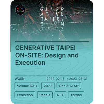 VolumeDAO's tweet photo. Just released @hypercerts for recording our members' contributions to the exhibition "Generative Taipei On-Site" at Apr 22 - May 21. Thanks to all our partners including @noahyeh from @da0_g0v_tw for introducing us this tool and @frankhu9 from @FAB_DAO for explaining the process. https://t.co/gHHipfIIqY