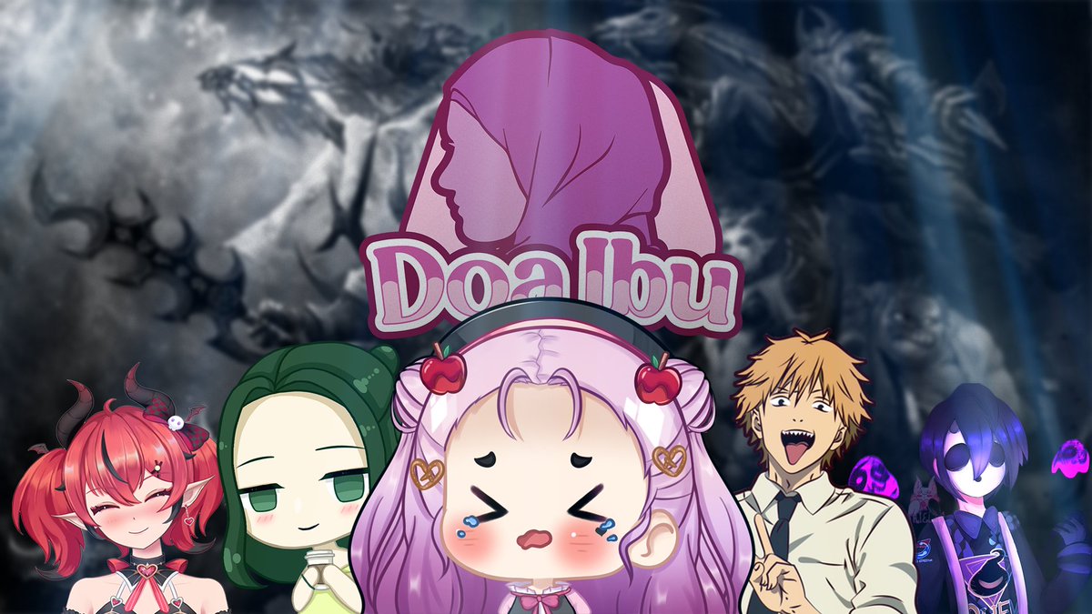 _Christine_en's tweet photo. MAJU BERSAMA DOA IBU, 
TIDAK TAKUUT!! 

Here we reveal Doa Ibu's team members from left to right: 
@_christine_en
@soycoffeepls 
@kyaramichii 
@EchizenKin 
@xxbbming

THIS SATURDAY 9 PM GMT + 7 at @atelieryukinon_  TWITCH CHANNEL, https://t.co/iwTArgqunR 
(she'll be casting) https://t.co/sIFhsJ13V2