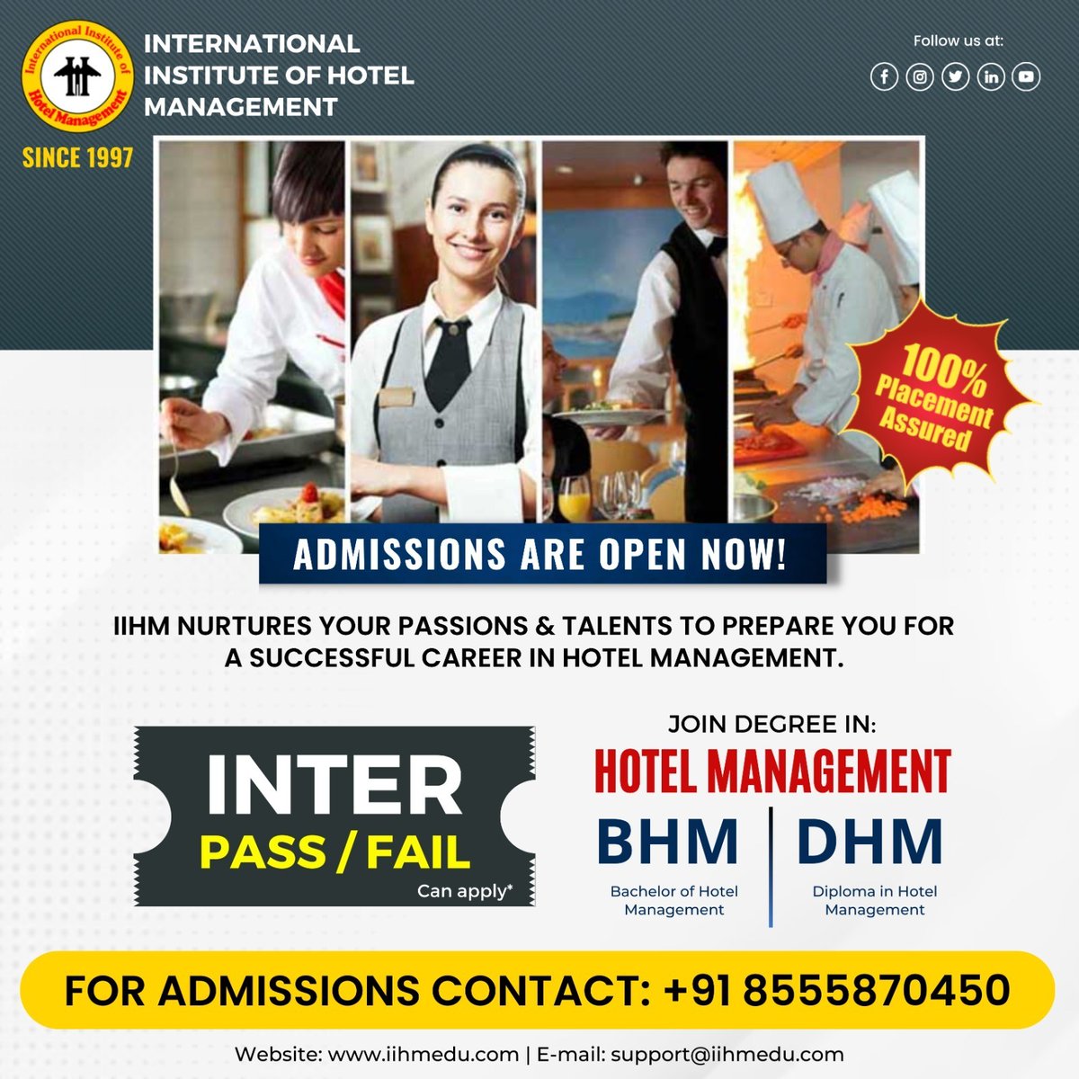 OfInstitut49991's tweet photo. 🌟 100% Placement Assured at IIHM 🌟

🎓 ADMISSIONS ARE OPEN NOW! 🎓

🏨 Are you passionate about Hotel Management? 🍽️ Ready for a successful career in the hospitality industry? Join IIHM and let your talents shine! ����

🎓 Nurture Your Passion with IIHM 🎓 https://t.co/OtVdniY5fi
