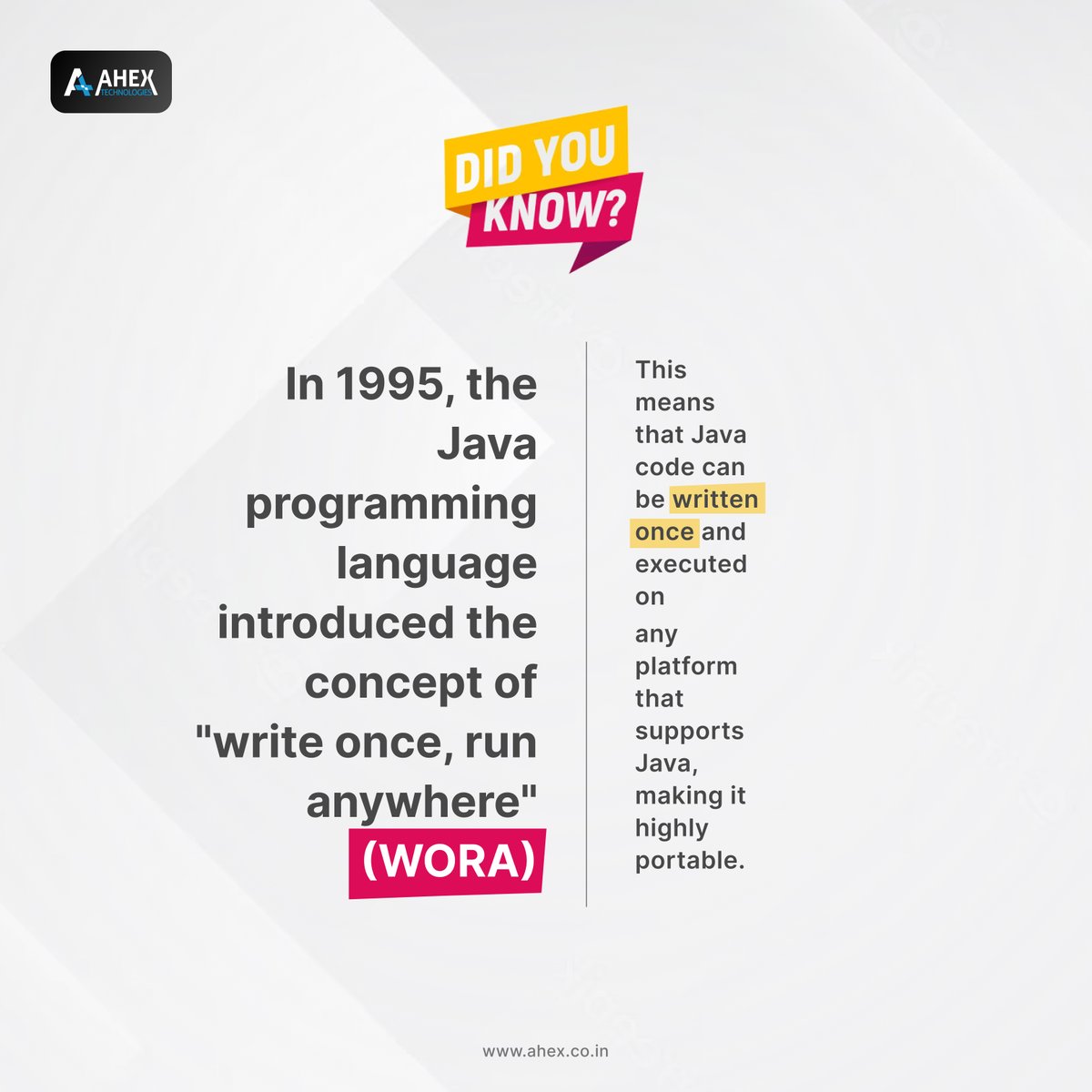ahextechnology's tweet image. Java&apos;s 1995 Breakthrough: One Code, Any Platform!
#Java25 #WORA #CodingVersatility