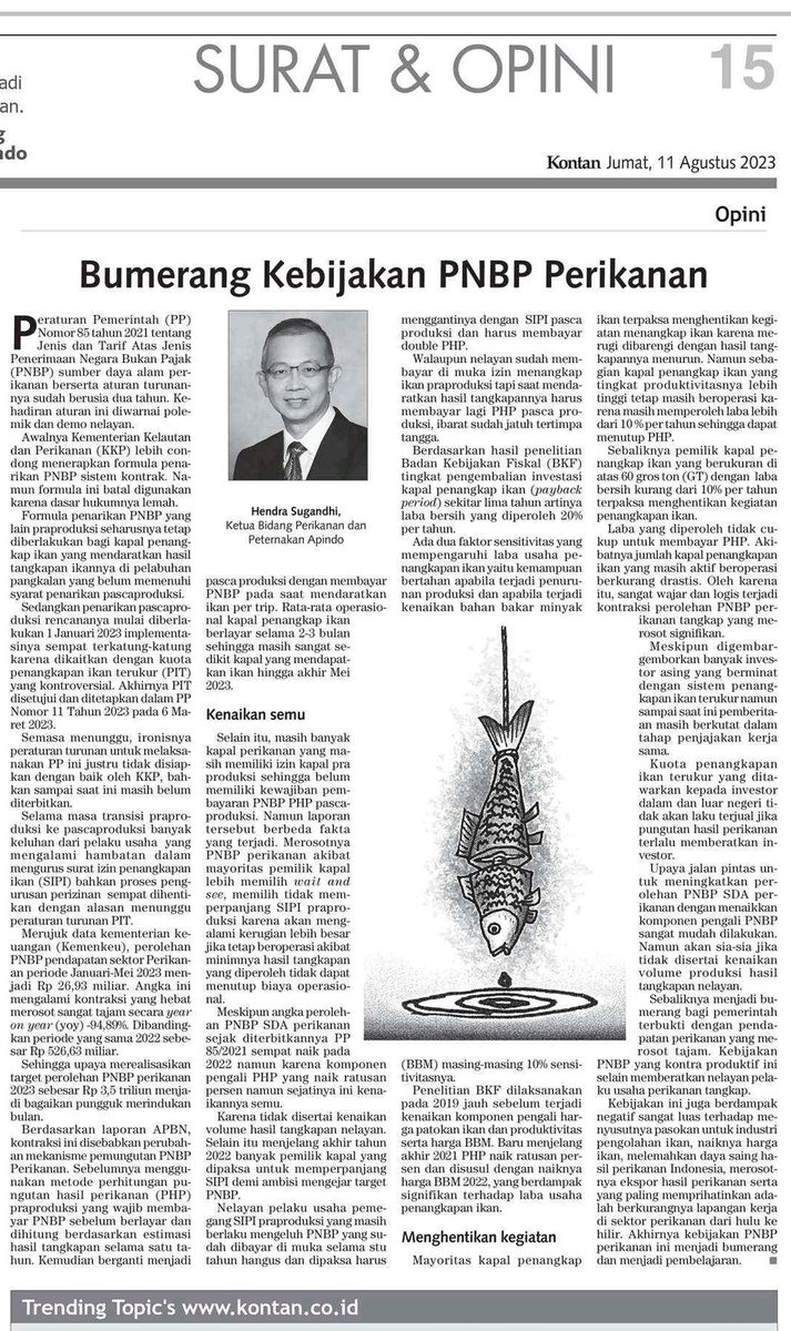 Hari ini, Jumat, 11 Agustus 2023, artikel saya diterbitkan harian KONTAN

Silahkan disimak dan semoga bermanfaat 🙏
<a href="/jokowi/">Joko Widodo</a>
@kemenkomarves
<a href="/PerekonomianRI/">Kemenko Perekonomian RI</a>
<a href="/setkabgoid/">Sekretariat Kabinet</a>
<a href="/KemensetnegRI/">Sekretariat Negara</a>
<a href="/saktitrenggono/">Sakti Wahyu Trenggono</a>

paradoksperikanan.blogspot.com/2023/08/bumera…