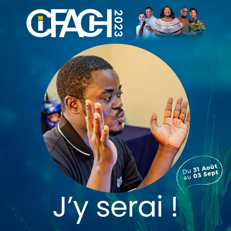 CIFACH, J'y serai

C'est du 31 Août au 01 Septembre 2023 au Palais des Congrès de Cotonou.

Générez votre badge et partagez-le sur les réseaux sociaux en cliquant sur ce lien 👇👇👇👇👇👇👇
je-serai-a-cifach-2023.surge.sh

#TerreDeCanaan #Cifach2023  #LineEliel #apotremaximeeliel