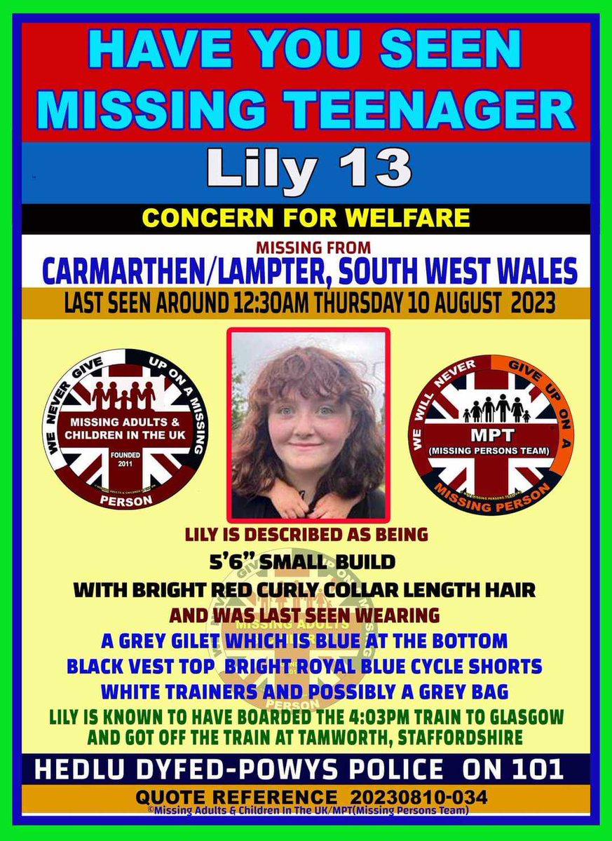 @TalkTV @GBNEWS @tfwrail @CrossCountryUK @SkyNews @petercardwell @AmeliaLilyOffic @Gillian321part2 @MollyStephens_ @S26PHY @GranadaReports. Lilly is still missing since yesterday morning her mum is very worried please could you retweet this please