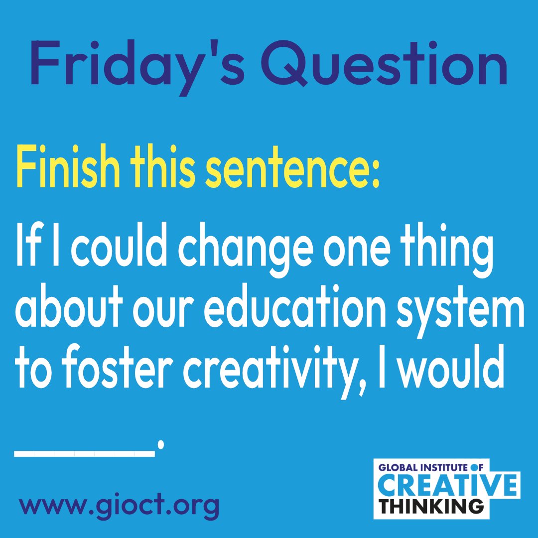 Finish this sentence:

If I could change one thing about our education system to foster creativity, I would _______.

#InspireInnovation #CreativityMatters #ArtEducation #UnlockingCreativity #TeachingCreativity #CreativeEducation #CreativityInClassroom