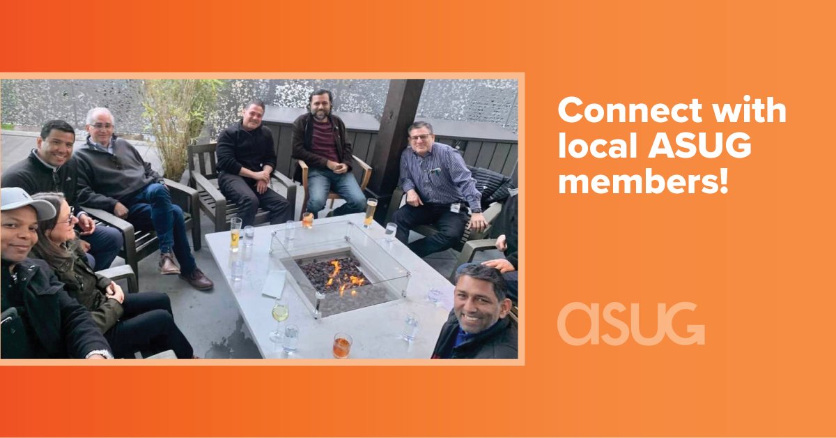 ASUG365's tweet photo. Is your regional chapter getting together this month? Don't miss the opportunity to connect with other #ASUG members in your area! Check out the calendar linked here: https://t.co/fjl1lfMK5r https://t.co/KpMcKCKNDw