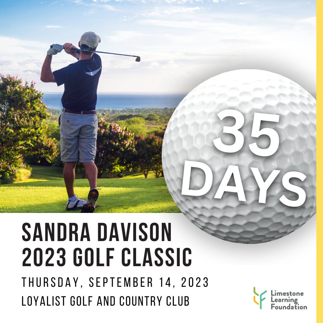 Only 35 days left!

Will you join us? There's still time to sign up for the Sandra Davison Golf Classic on Sept. 14, at 9 AM at <a href="/LoyalistGolfCC/">Loyalist Golf & CC</a> !

Register today bit.ly/3zVLbpn

Come out to support an incredible cause – our students❤️<a href="/LimestoneDSB/">Limestone District School Board</a>

#golf #ygk #fundraiser