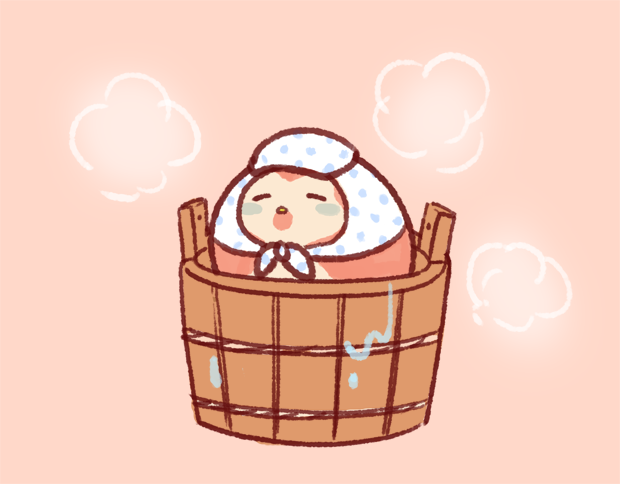 towel on head towel bucket steam simple background solo no humans  illustration images