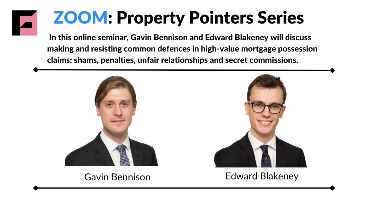 FalconChambers1's tweet photo. On 26 October,ย Gavin Bennisonย andย Edward Blakeneyย will host an online seminar on mortgage possession claims.
To find out more and to register:
๐https://t.co/zDEDOGIHhZ
#PropertyPointers
#FalconChambers
#PropertyLaw
#PropertyLawyers
#PropertyBarristers https://t.co/ZEaCpDcxee