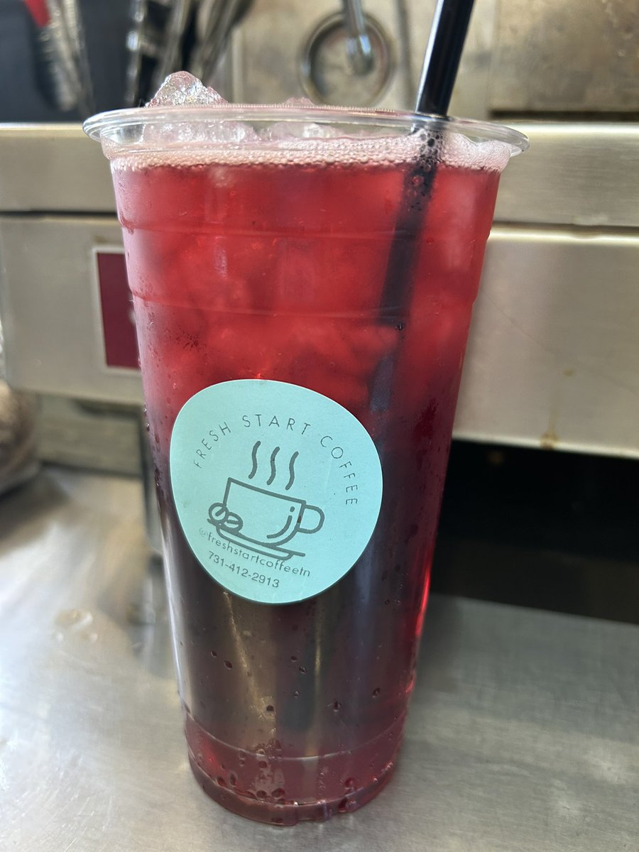 CoffeeTennessee's tweet photo. Hibiscus and sparkling water is my favorite summer refresher.  I had to have a drink before the picture.😂. #freshstartcoffeetn #coffeetennessee #savannahtn #hibiscustea #summer https://t.co/MjkXY9GNsd