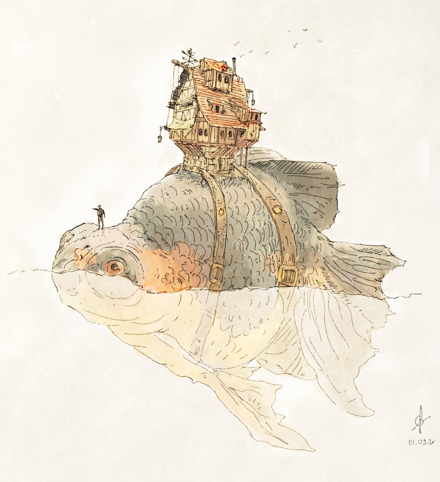 「Oldie.. one of my first fish-house sketc」|Gregory Fromenteauのイラスト