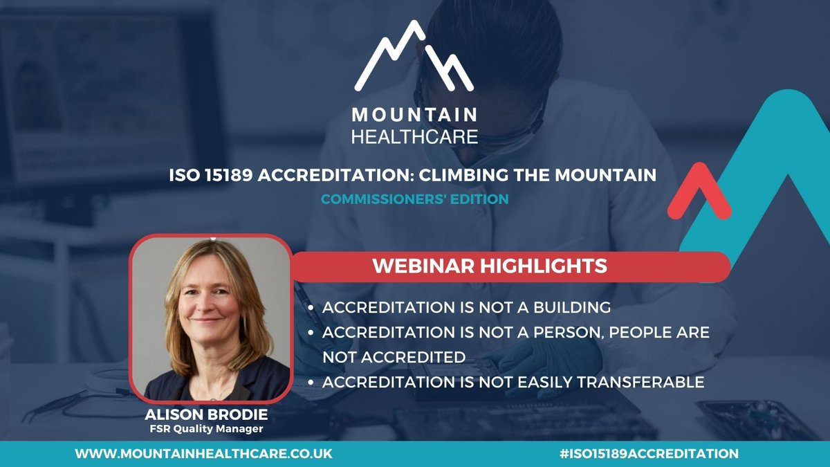 MountHealth's tweet image. Highlights from our webinar, “ISO 15189 Accreditation: Climbing the Mountain”, from our own FSR Quality Manager, Alison Brodie 🙌
#WebinarRecap #ISO15189Accreditation #Mountainhealthcare