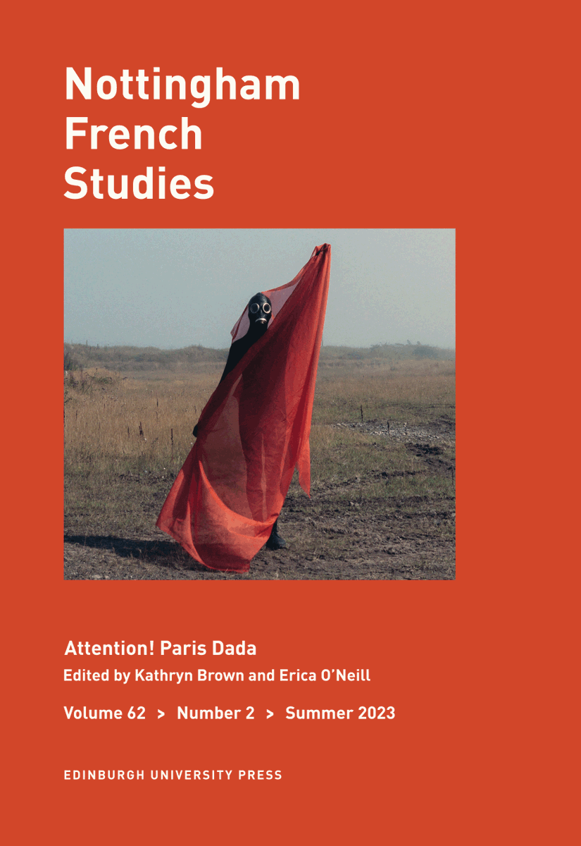Special issue of Nottingham French Studies on Dada out now, ed. Kathryn Brown &amp; Erica O'Neill

Articles by Peter Dayan, Elizabeth Legge <a href="/RuthHemus/">Prof Ruth Hemus</a> <a href="/eoneill111/">Dr Erica Kate O'Neill</a> @arthistory_kjb &amp; some bloke called Forcer euppublishing.com/toc/nfs/62/2

<a href="/ISSS_Surrealism/">International Society for the Study of Surrealism</a> <a href="/nfs_journal/">NFS Journal (Nottingham French Studies)</a> <a href="/EdinburghUP/">Edinburgh University Press</a> <a href="/msatweet/">MSA (Modernism)</a>