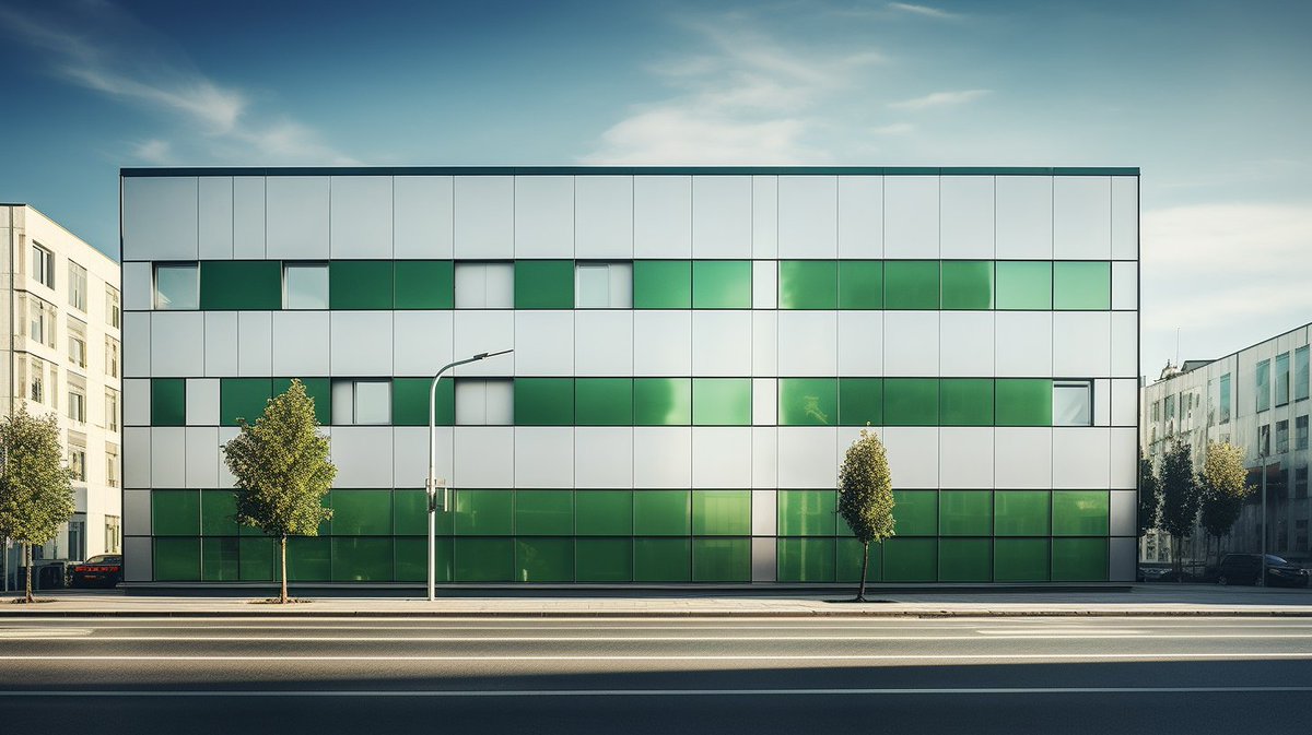 onyxsolar's tweet photo. 🍀 New color: Green, a symbol of sustainability in your building. Up to 126W/sqm power, this crystalline silicon glass boasts hidden cells. How would you incorporate this eco-chic shade into your design? Share your opinion! 💬🏢 #SustainableColor #GreenFuture #BIPV #OnyxSolar https://t.co/qAbkzEVoDR