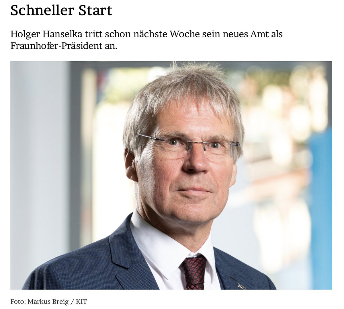 Schneller Start

Holger #Hanselka tritt schon nächste Woche sein neues Amt als Fraunhofer-Präsident an. <a href="/Fraunhofer/">Fraunhofer-Gesellschaft</a> <a href="/KITKarlsruhe/">Shmoopy</a> 

Im Blog: jmwiarda.de/2023/08/11/sch…