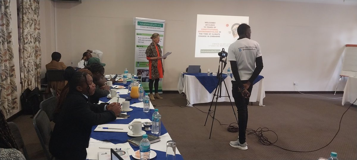 Advocates4Earth's tweet photo. The Deputy Ambassador of @NLinZimbabwe Embassy, Ms. Eva van Woersem today officially launched the @Advocates4Earth publication #AGreenDecade that focuses on ten years of Constitutional environmental rights in Zimbabwe at the Bronte Hotel in Harare https://t.co/tixUCQr72W