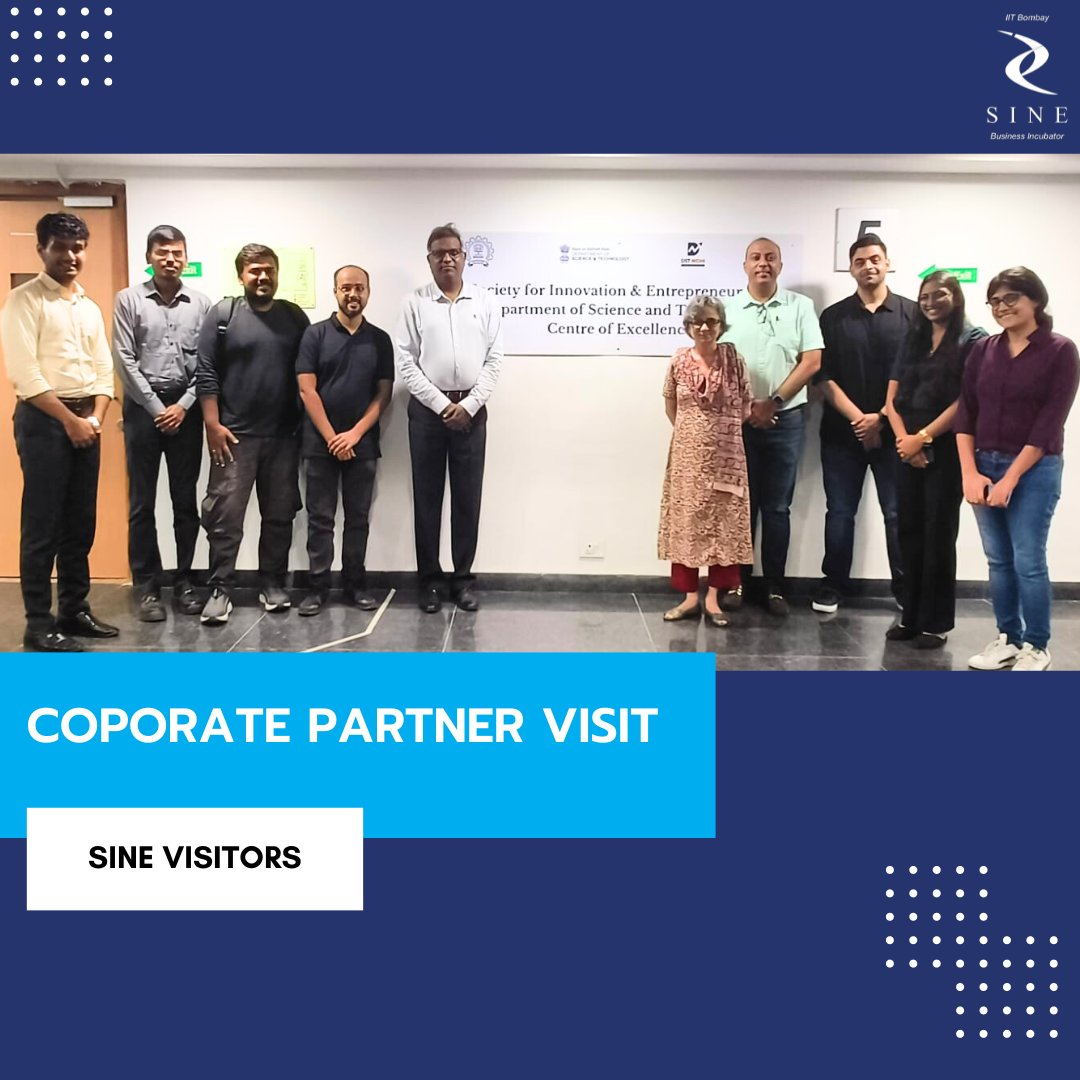 SINE corporate partner Maruti Suzuki India Limited visited to engage and explore synergies with some of our incubated startups. #SINEVisitors

#CorporatePartner #MarutiSuzuki #synergies #SINEIncubatedStartups
