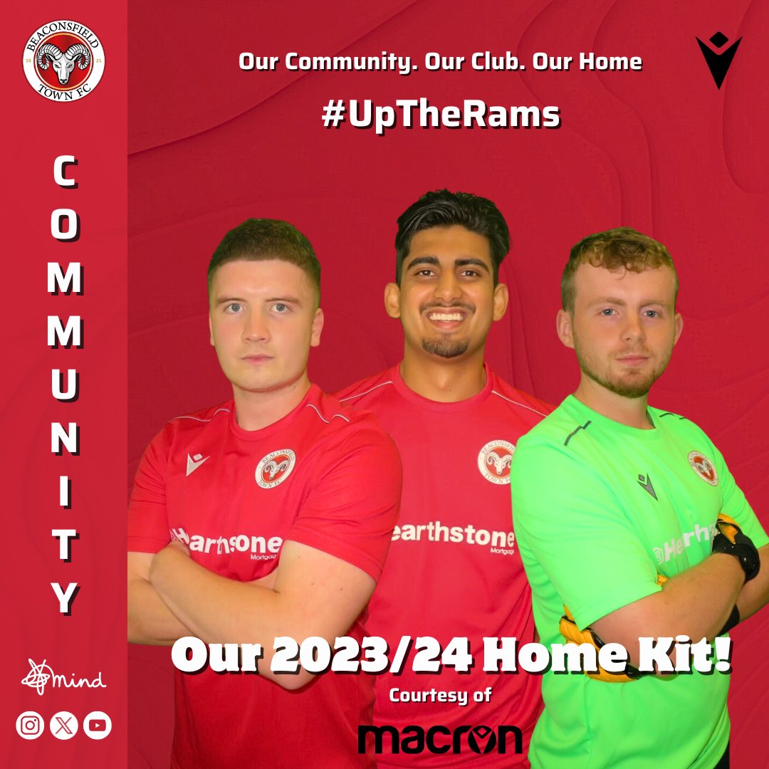 BTFCCommunity_'s tweet photo. @MacronSports @BeaconsfieldFC The Rams’ smart new home strip will be worn by not only our community team but also the clubs’s youth teams bringing a more unified approach to Beaconsfield Town FC. The red shirt, shorts and socks of outfield players being tidily complimented by a neon green goalkeeper shirt! 🙌 https://t.co/M7nipxfs12