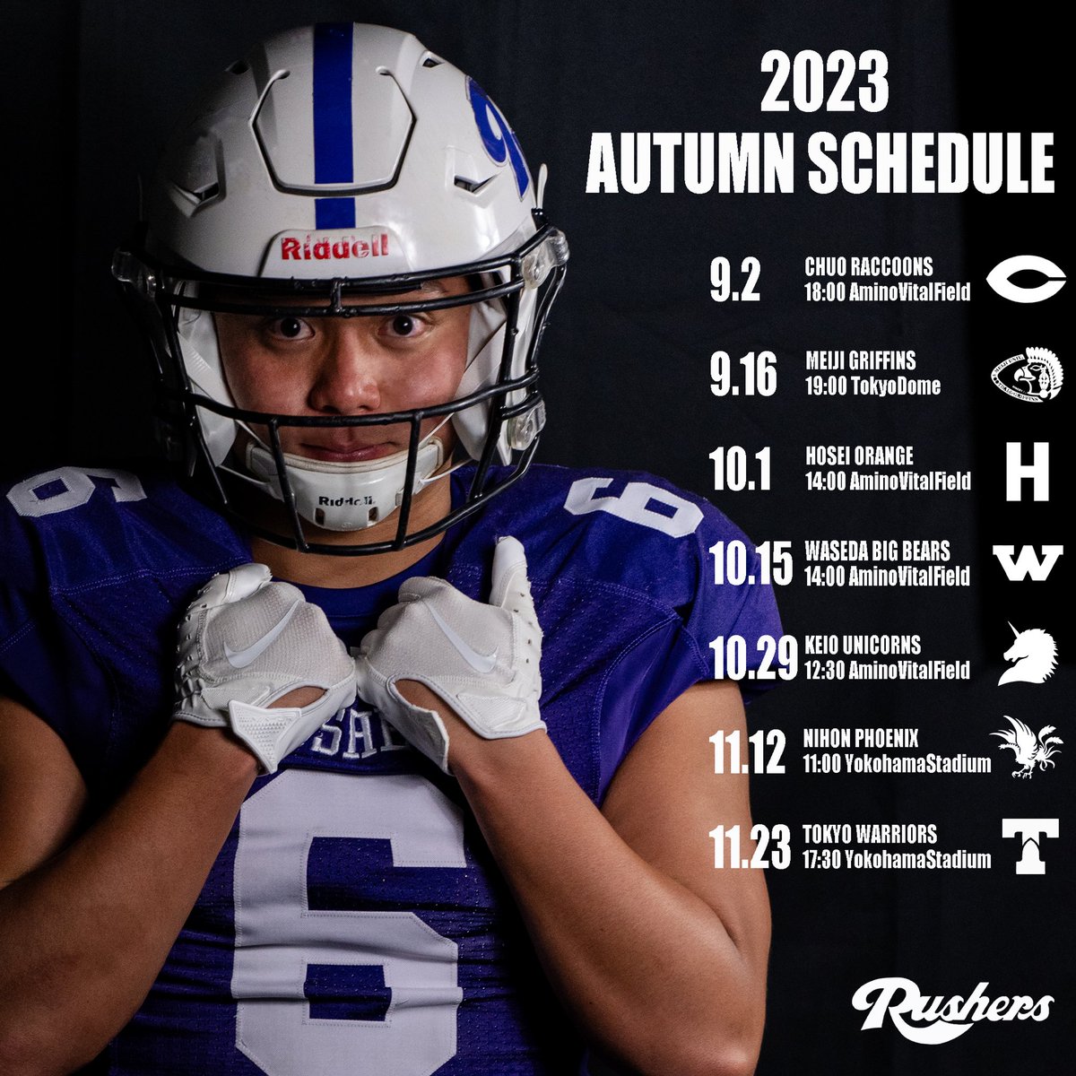 rushers1934's tweet photo. 【2023 Rushers Autumn Schedule】

※試合日程は変更の可能性がございます。
幣部SNS又は、kcfa公式HPよりご確認下さい。

皆様のご来場を心よりお待ちしております。 https://t.co/DjxpugW0st
