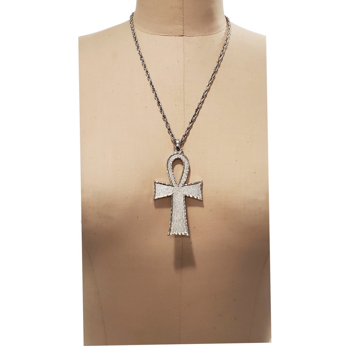 1970s Designer D'Orlan Large Eternal Life Ankh Pendant &amp; Chain Necklace tuppu.net/34766566 #Retrouver.bizVintage #Shopify #Boho_hippie_jewelry