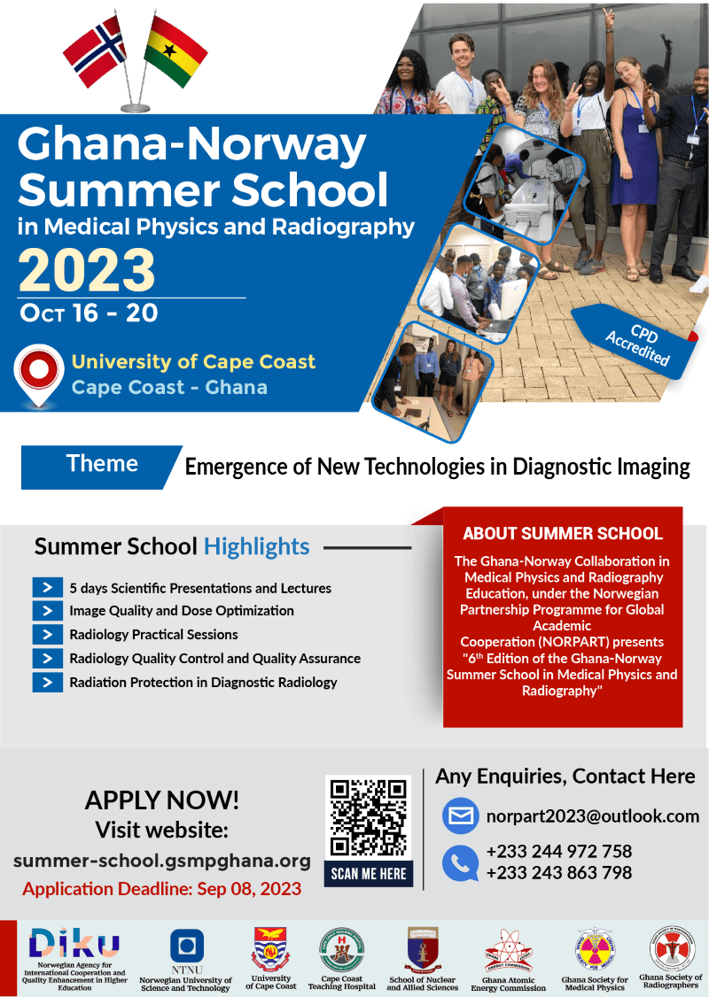 GSMP_Ghana's tweet photo. Call for Application.
Ghana-Norway Summer School in Medical Physics and Radiography. https://t.co/MIgtag65xh https://t.co/5NyhAuT60x