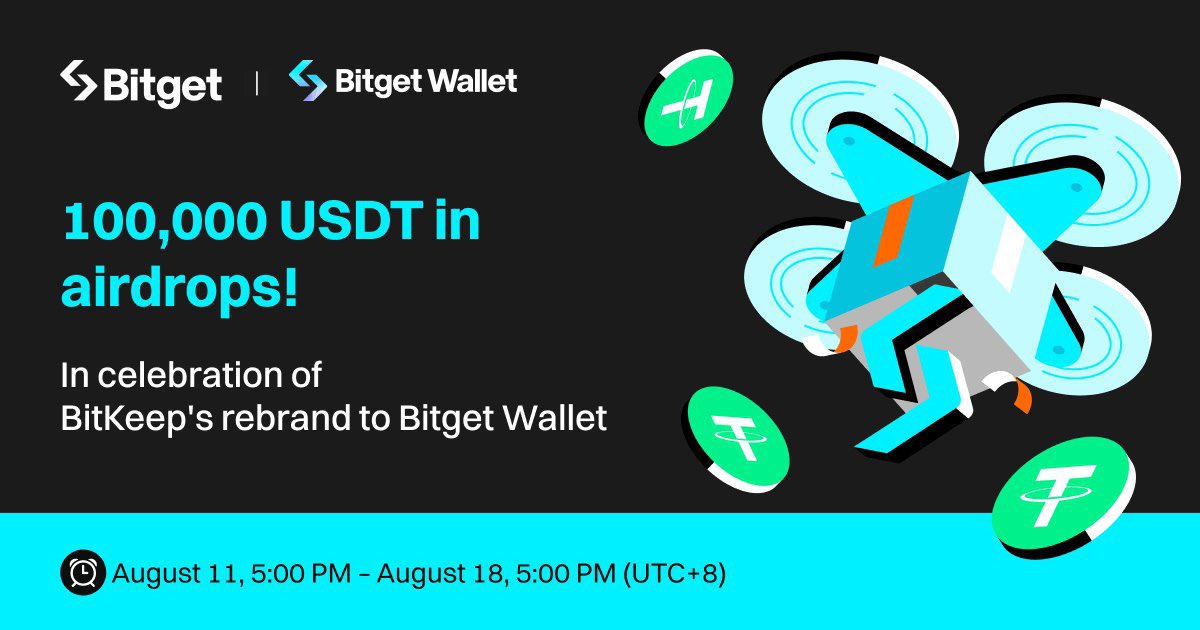 BitgetAfrica's tweet photo. 🚨Massive Aidrops of 100,000 #USDT🔥
#Bitget is giving away $100,000 USDT in Airdrops to #Bitgetters & New #BitgetWallet users in celebration of #BitKeepWallet Rebranding to #BitgetWallet🥳
⏰Promotion period: 11th August, 5:00PM – 18th August, 5:00 PM (UTC+8)
How to participate:
👉Download the Bitget Wallet app
👉Fill out the Google form( https://t.co/1yqTGlyAzU ) with Bitget Wallet Polygon address and Bitget user ID & must pass KYC.
👉Follow @bitgetglobal, @BitgetAfrica & Join: https://t.co/Rbr8LfNZOC
👉Like, Retweet & Tag Friends
📌Rewards are randomly drawn; each user can get up to 1000 USDT🤑💰💰
🔗Full details: https://t.co/G2OphflvXV